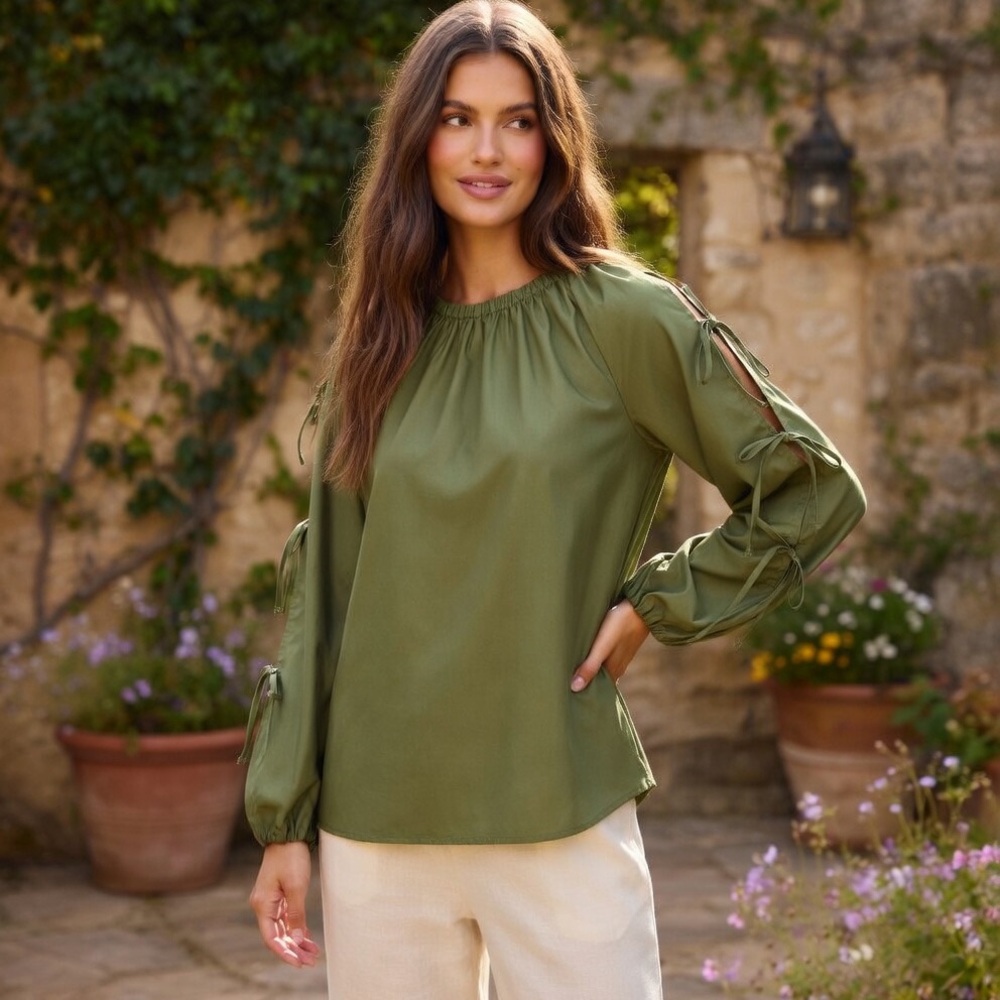 Free Assembly Olive Green Blouse | Stylish Women’s Casual or Work Top